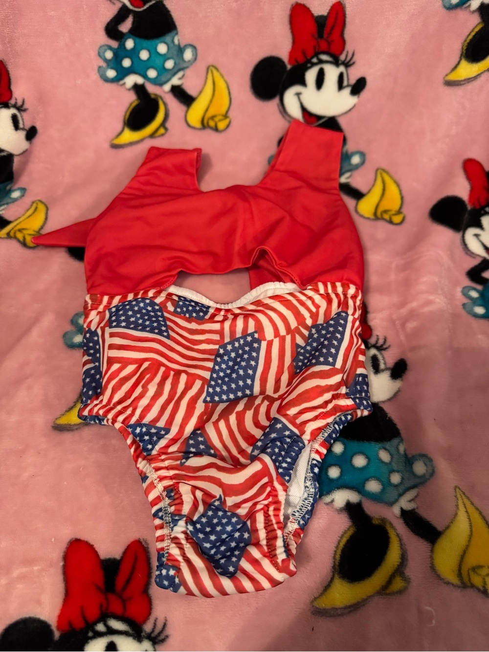 Red & Blue American Flag Infant One-Piece Swimsuit 12 18 Months C4